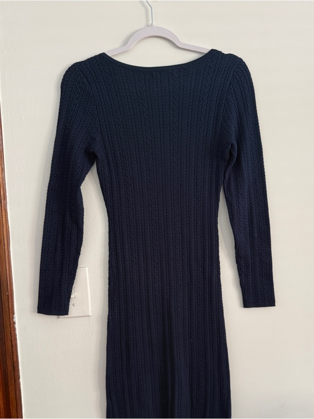 Guess Navy Ribbed Cable-Knit Long Sleeve Dress - Picture 3 of 4